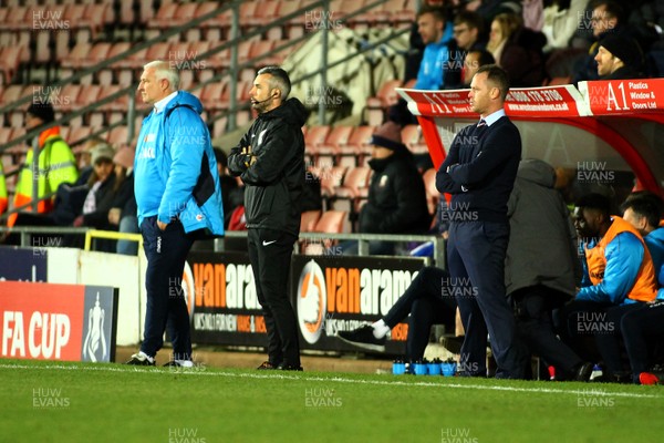 011218  Wrexham AFC v Newport County - Emirates FA Cup - Round 2 -  Manager of Newport Michael Flynn(R) and assistant Manager of Wrexham Graham Barrow