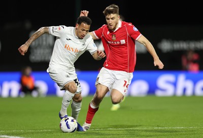 130326 - Wrexham v Swansea City - Sky Bet Championship - Ronald of Swansea and George Thomason of Wrexham