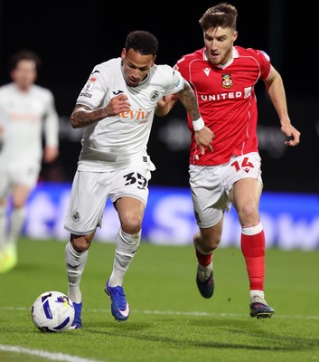 130326 - Wrexham v Swansea City - Sky Bet Championship - Ronald of Swansea and George Thomason of Wrexham