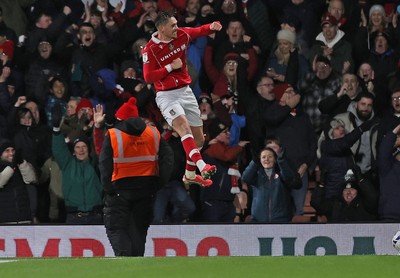 130326 - Wrexham v Swansea City - Sky Bet Championship - Callum Doyle of Wrexham celebrates scoring the 2nd Wrexham goal