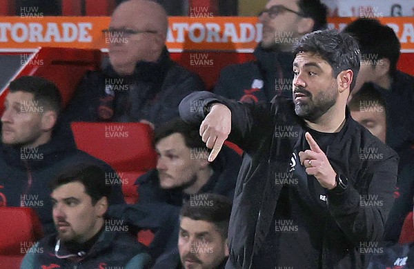 130326 - Wrexham v Swansea City - Sky Bet Championship - Swansea manager Vitor Matos gives directions in the 2nd half