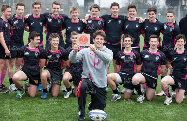 270213 - Wales scrum half Lloyd Williams returns to his former school, Cowbridge Comprehensive, to launch the WRU Accredited Schools Programme for developing rugby at all levels 