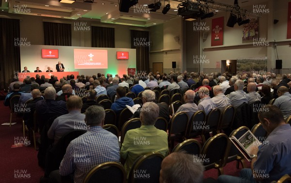 141018 - WRU Annual General Meeting, The Vale Hotel - WRU president Dennis Gethin welcomes delegates from the member clubs of the WRU to the WRU AGM