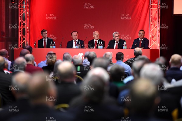 171021 - Welsh Rugby Union Annual General Meeting - Tim Moss, Steve Phillips, Rob Butcher, Rhodri Lewis and Gerald Davies during the WRU AGM