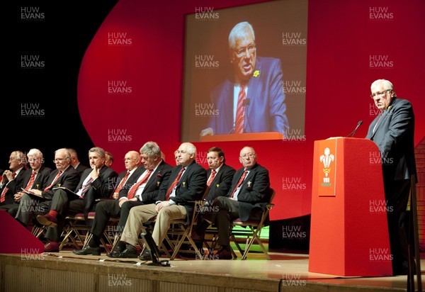 211012 - Welsh Rugby Union AGM, Port Talbot -  Dennis Gethin, WRU President, addresses the WRU AGM at the Princess Royal Theatre, Port Talbot   