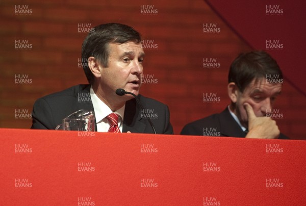 211012 - Welsh Rugby Union AGM, Port Talbot -  Roger Lewis, WRU Group Chief Executive, addresses the WRU AGM at the Princess Royal Theatre, Port Talbot  