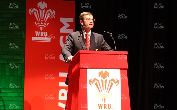 28.09.08... WRU AGM, Port Talbot -  WRU Group Chief Executive Roger Lewis prepares to give his speech at the WRU AGM 