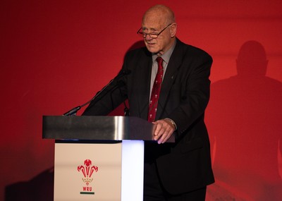 301125 - Welsh Rugby Union AGM, Vale Hotel -  Welsh Rugby Union President Terry Cobner addresses delegates at the AGM