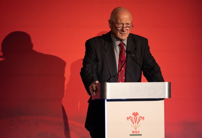 301125 - Welsh Rugby Union AGM, Vale Hotel -  Welsh Rugby Union President Terry Cobner addresses delegates at the AGM
