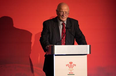 301125 - Welsh Rugby Union AGM, Vale Hotel -  Welsh Rugby Union President Terry Cobner addresses delegates at the AGM