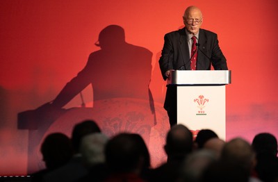 301125 - Welsh Rugby Union AGM, Vale Hotel -  Welsh Rugby Union President Terry Cobner addresses delegates at the AGM