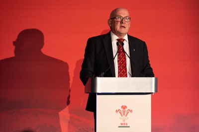 301125 - Welsh Rugby Union AGM, Vale Hotel - Welsh Rugby Union Chairman Richard Collier-Keywood addresses delegates at the AGM