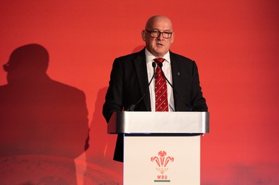 301125 - Welsh Rugby Union AGM, Vale Hotel - Welsh Rugby Union Chairman Richard Collier-Keywood addresses delegates at the AGM