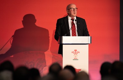 301125 - Welsh Rugby Union AGM, Vale Hotel - Welsh Rugby Union Chairman Richard Collier-Keywood addresses delegates at the AGM