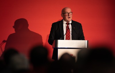 301125 - Welsh Rugby Union AGM, Vale Hotel - Welsh Rugby Union Chairman Richard Collier-Keywood addresses delegates at the AGM
