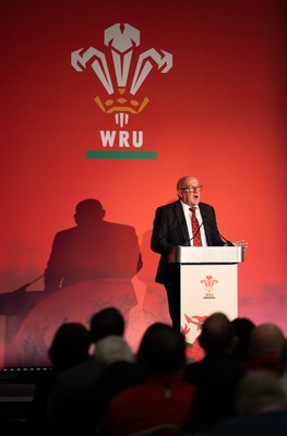 301125 - Welsh Rugby Union AGM, Vale Hotel - Welsh Rugby Union Chairman Richard Collier-Keywood addresses delegates at the AGM