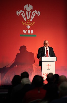 301125 - Welsh Rugby Union AGM, Vale Hotel - Welsh Rugby Union Chairman Richard Collier-Keywood addresses delegates at the AGM