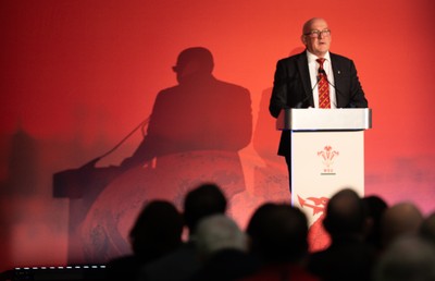 301125 - Welsh Rugby Union AGM, Vale Hotel - Welsh Rugby Union Chairman Richard Collier-Keywood addresses delegates at the AGM