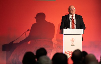 301125 - Welsh Rugby Union AGM, Vale Hotel - Welsh Rugby Union Chairman Richard Collier-Keywood addresses delegates at the AGM