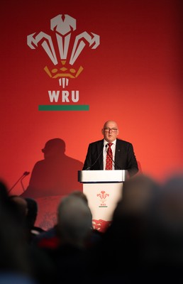 301125 - Welsh Rugby Union AGM, Vale Hotel - Welsh Rugby Union Chairman Richard Collier-Keywood addresses delegates at the AGM
