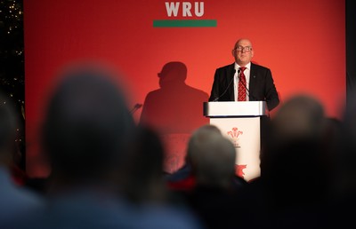 301125 - Welsh Rugby Union AGM, Vale Hotel - Welsh Rugby Union Chairman Richard Collier-Keywood addresses delegates at the AGM