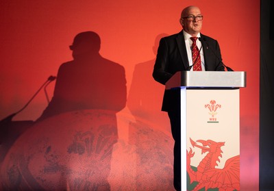 301125 - Welsh Rugby Union AGM, Vale Hotel - Welsh Rugby Union Chairman Richard Collier-Keywood addresses delegates at the AGM
