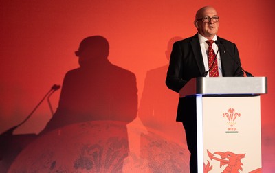 301125 - Welsh Rugby Union AGM, Vale Hotel - Welsh Rugby Union Chairman Richard Collier-Keywood addresses delegates at the AGM