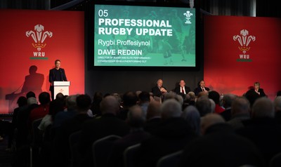 301125 - Welsh Rugby Union AGM, Vale Hotel - Welsh Rugby Union Director of Rugby and Elite Performance Dave Reddin addresses delegates at the AGM