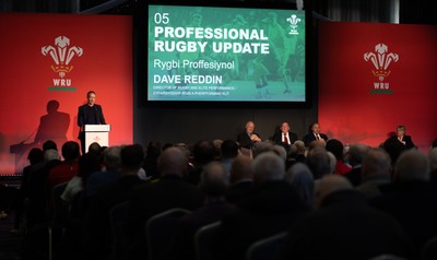 301125 - Welsh Rugby Union AGM, Vale Hotel - Welsh Rugby Union Director of Rugby and Elite Performance Dave Reddin addresses delegates at the AGM