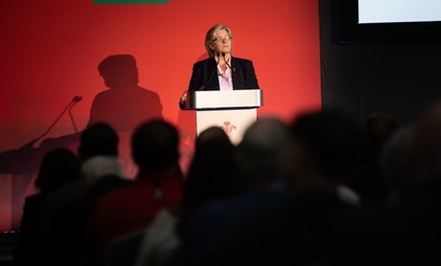 301125 - Welsh Rugby Union AGM, Vale Hotel - Welsh Rugby Union board member and Chair of the Women's Rugby Committee Amanda Bennett addresses delegates at the AGM