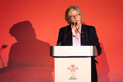 301125 - Welsh Rugby Union AGM, Vale Hotel - Welsh Rugby Union board member and Chair of the Women's Rugby Committee Amanda Bennett addresses delegates at the AGM