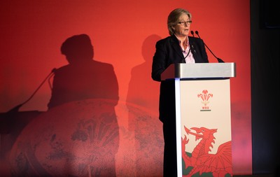 301125 - Welsh Rugby Union AGM, Vale Hotel - Welsh Rugby Union board member and Chair of the Women's Rugby Committee Amanda Bennett addresses delegates at the AGM
