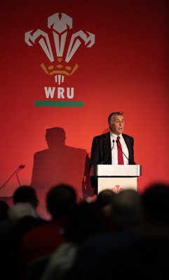 301125 - Welsh Rugby Union AGM, Vale Hotel - Welsh Rugby Union Community Director Geraint John addresses delegates at the AGM