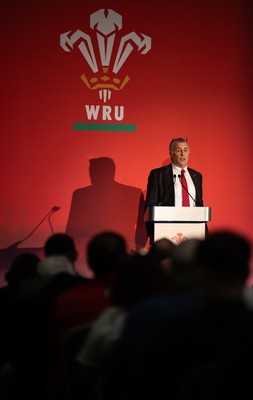 301125 - Welsh Rugby Union AGM, Vale Hotel - Welsh Rugby Union Community Director Geraint John addresses delegates at the AGM