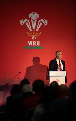 301125 - Welsh Rugby Union AGM, Vale Hotel - Welsh Rugby Union Community Director Geraint John addresses delegates at the AGM