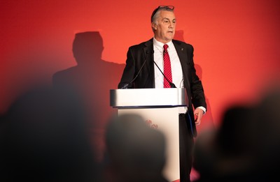 301125 - Welsh Rugby Union AGM, Vale Hotel - Welsh Rugby Union Community Director Geraint John addresses delegates at the AGM
