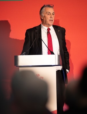 301125 - Welsh Rugby Union AGM, Vale Hotel - Welsh Rugby Union Community Director Geraint John addresses delegates at the AGM