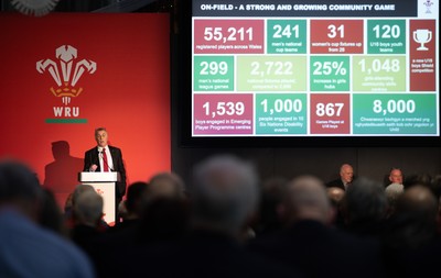 301125 - Welsh Rugby Union AGM, Vale Hotel - Welsh Rugby Union Community Director Geraint John addresses delegates at the AGM