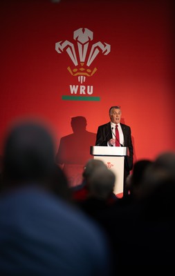 301125 - Welsh Rugby Union AGM, Vale Hotel - Welsh Rugby Union Community Director Geraint John addresses delegates at the AGM