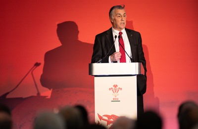 301125 - Welsh Rugby Union AGM, Vale Hotel - Welsh Rugby Union Community Director Geraint John addresses delegates at the AGM