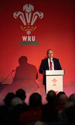 301125 - Welsh Rugby Union AGM, Vale Hotel - Welsh Rugby Union Chief Commercial Officer Leighton Davies addresses delegates at the AGM