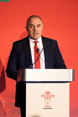 301125 - Welsh Rugby Union AGM, Vale Hotel - Welsh Rugby Union Chief Commercial Officer Leighton Davies addresses delegates at the AGM
