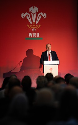 301125 - Welsh Rugby Union AGM, Vale Hotel - Welsh Rugby Union Chief Commercial Officer Leighton Davies addresses delegates at the AGM