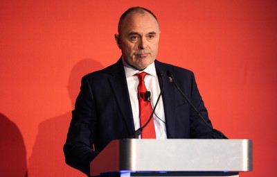 301125 - Welsh Rugby Union AGM, Vale Hotel - Welsh Rugby Union Chief Commercial Officer Leighton Davies addresses delegates at the AGM
