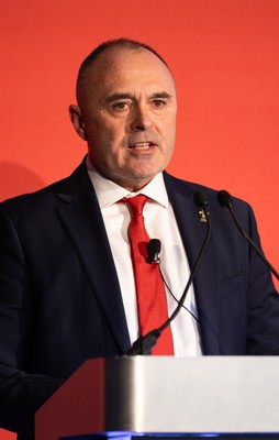 301125 - Welsh Rugby Union AGM, Vale Hotel - Welsh Rugby Union Chief Commercial Officer Leighton Davies addresses delegates at the AGM