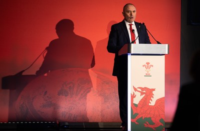 301125 - Welsh Rugby Union AGM, Vale Hotel - Welsh Rugby Union Chief Commercial Officer Leighton Davies addresses delegates at the AGM