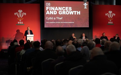 301125 - Welsh Rugby Union AGM, Vale Hotel - Welsh Rugby Union Chief Commercial Officer Leighton Davies addresses delegates at the AGM