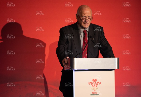 301125 - Welsh Rugby Union AGM, Vale Hotel -  Welsh Rugby Union President Terry Cobner addresses delegates at the AGM