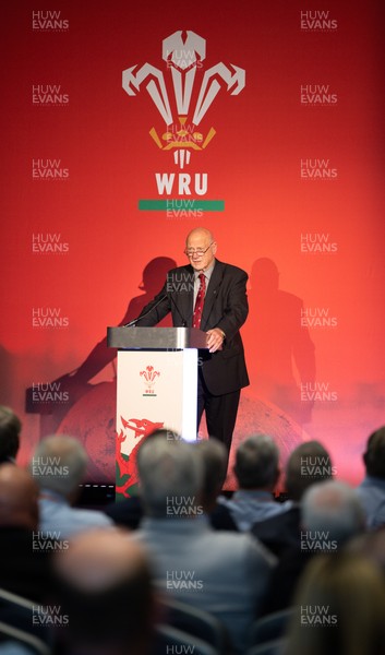 301125 - Welsh Rugby Union AGM, Vale Hotel -  Welsh Rugby Union President Terry Cobner addresses delegates at the AGM