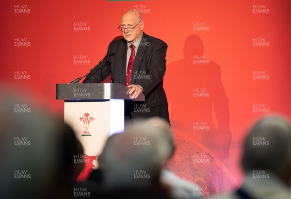 301125 - Welsh Rugby Union AGM, Vale Hotel -  Welsh Rugby Union President Terry Cobner addresses delegates at the AGM